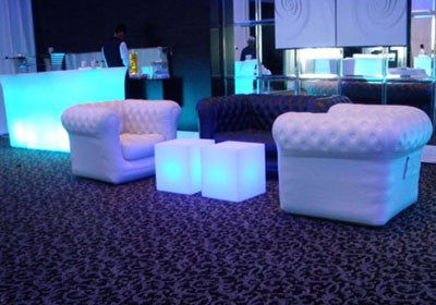 Conjunto de Bar, Sofas, Puffs Led